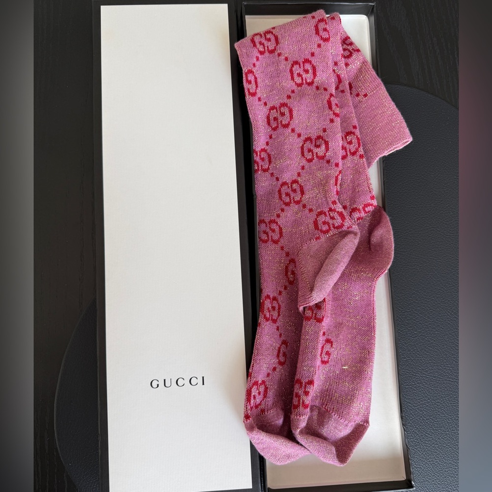 Gucci Pink and Red GG Pattern Socks - Picture 2 of 3